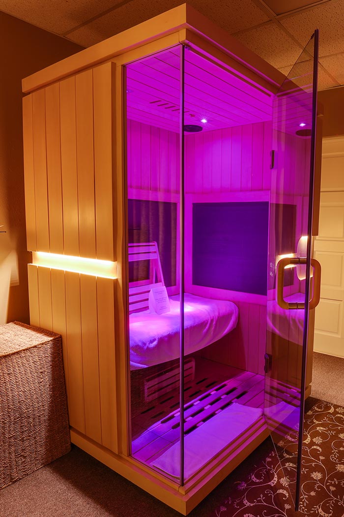 Full spectrum infrared sauna at Natural Balance Massage Therapy & Wellness Center in Palm Harbor, Florida.