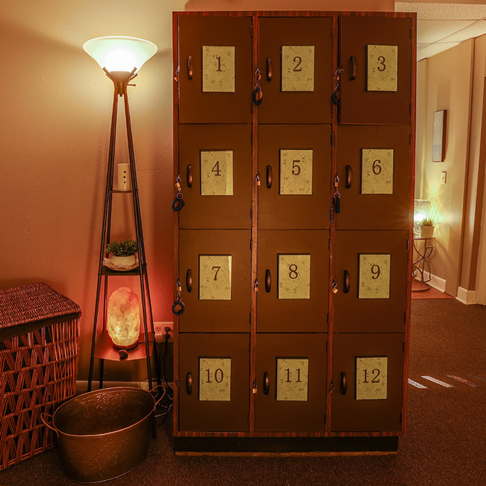 Lockers at Natural Balance Massage Therapy & Wellness Center in Palm Harbor, Florida.